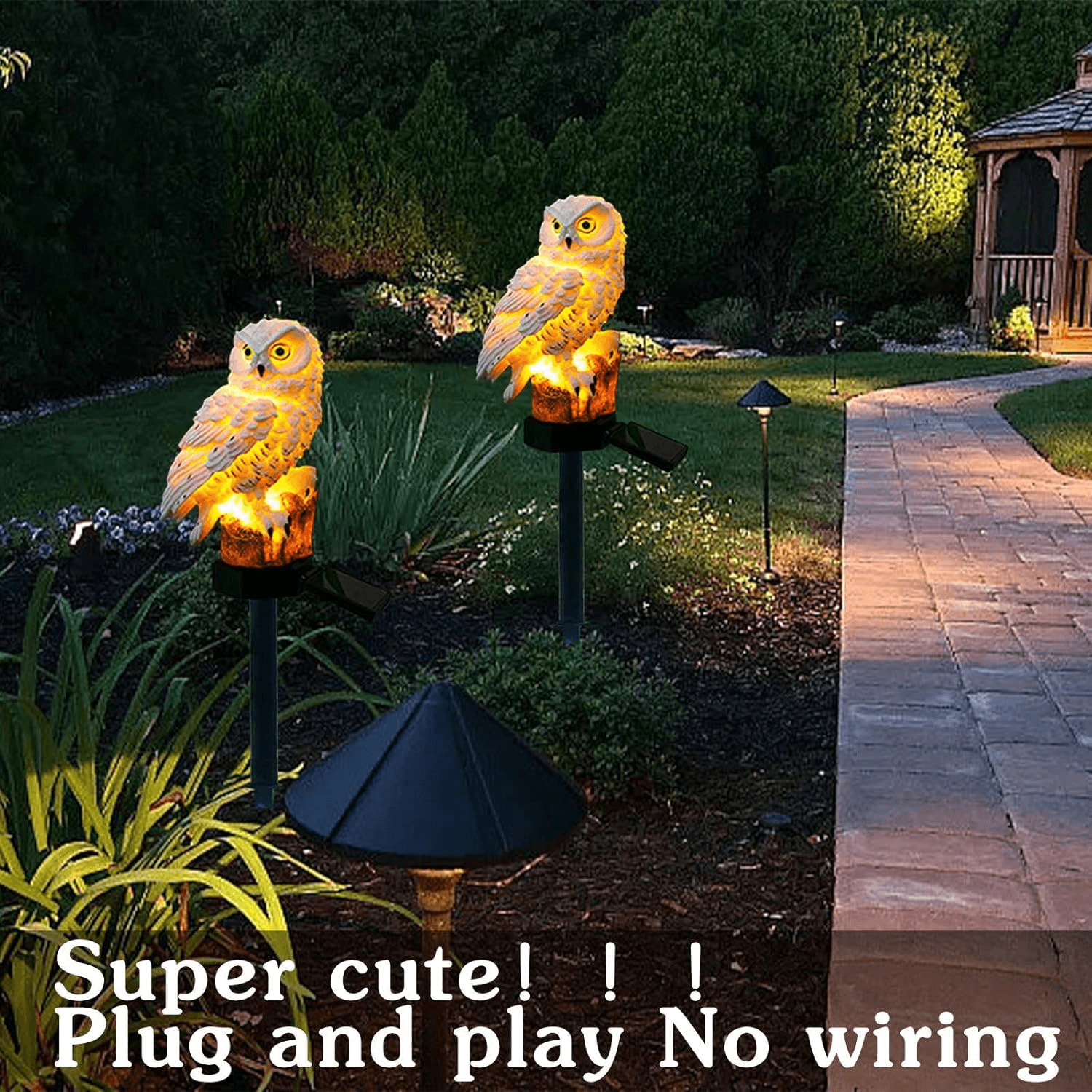 Outdoor Solar Power Led Owl Light Garden Yard Landscape Decor Lamp Waterproof