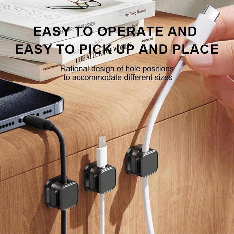 Magnetic Cable Management System, 10-Piece Set for Car, Office & Home