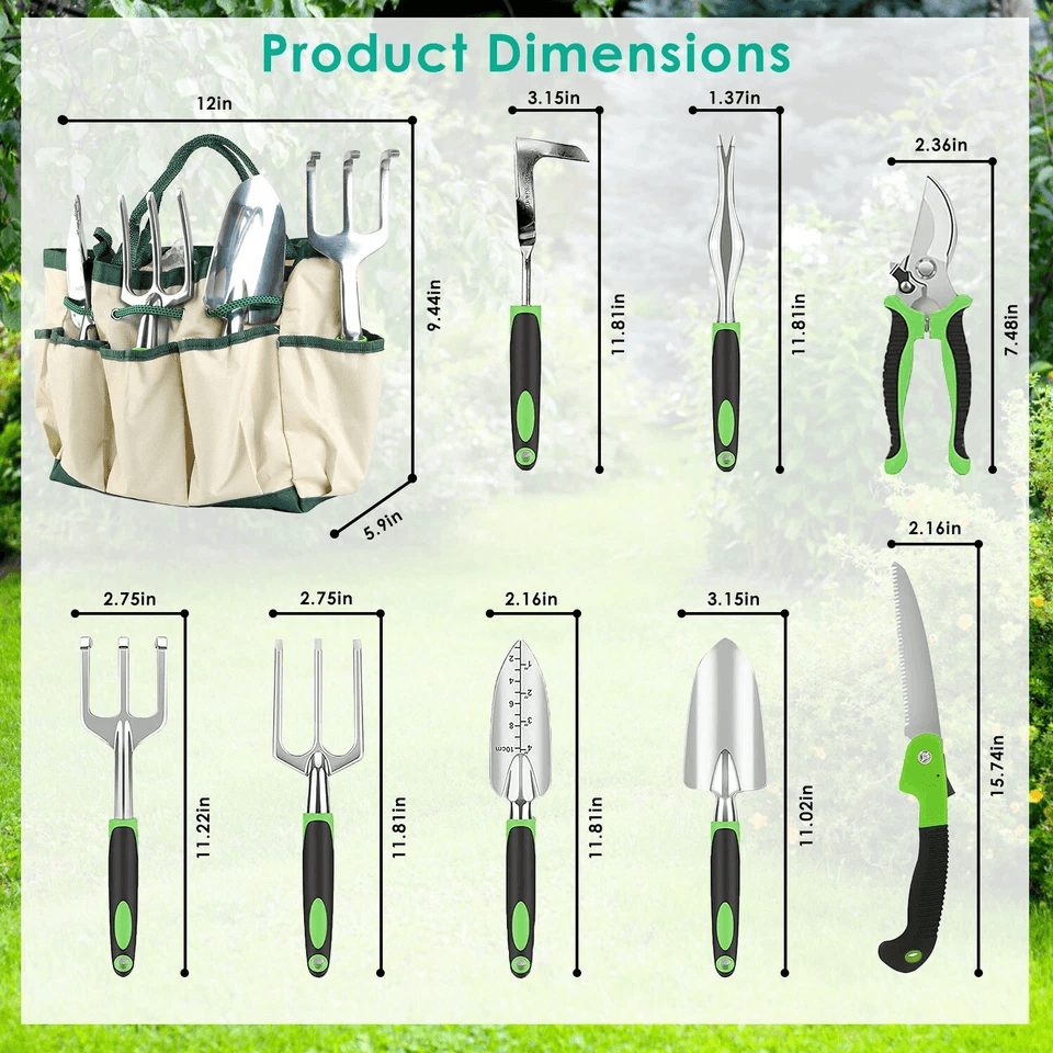 13 Piece Garden Tool Set with Aluminum Hand Tools and Carry Bag