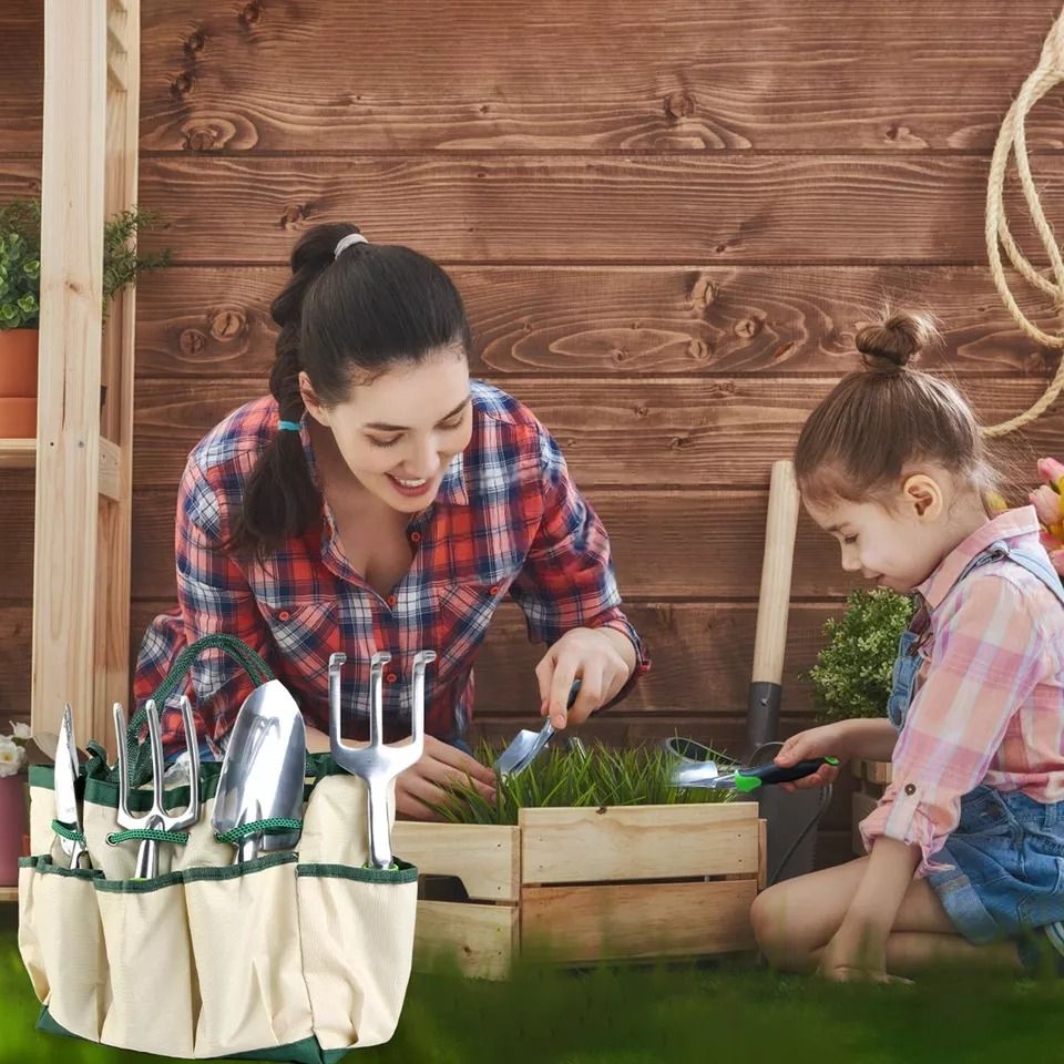 13 Piece Garden Tool Set with Aluminum Hand Tools and Carry Bag