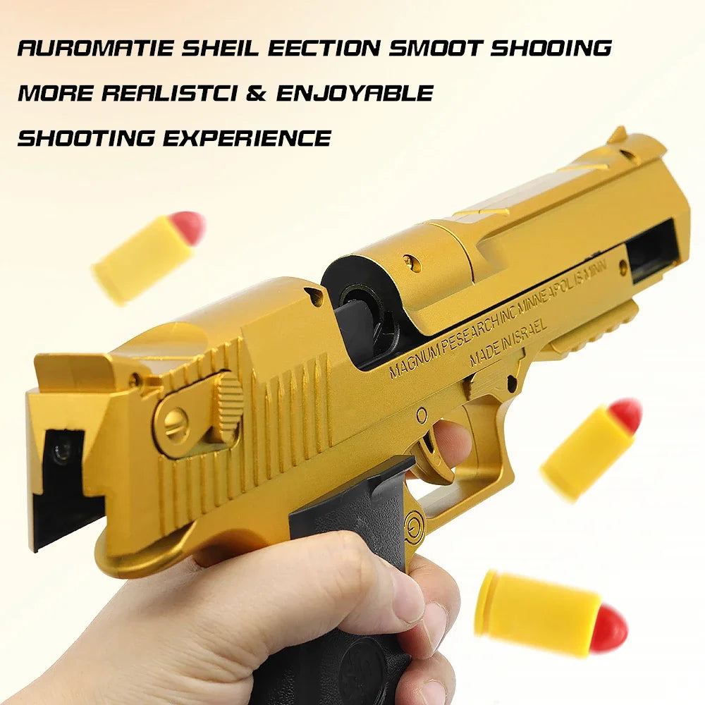 Desert Eagle Shell Ejecting Soft Bullet Toy Gun for Kids Outdoor Target Games