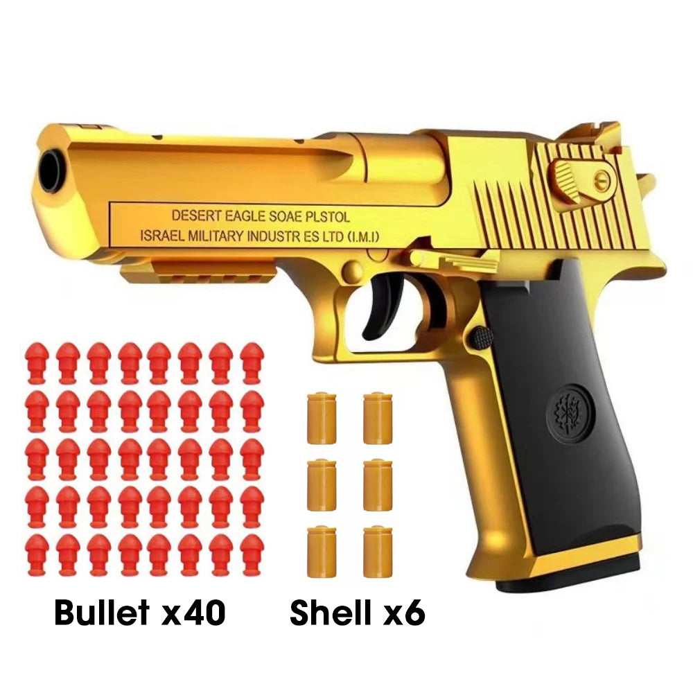 Desert Eagle Shell Ejecting Soft Bullet Toy Gun for Kids Outdoor Target Games