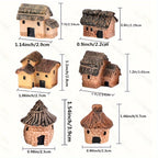 Fairy Garden Mini House Set (6PCS), DIY Miniature Village Hut Decor for Gardens & Dollhouses