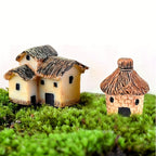 Fairy Garden Mini House Set (6PCS), DIY Miniature Village Hut Decor for Gardens & Dollhouses