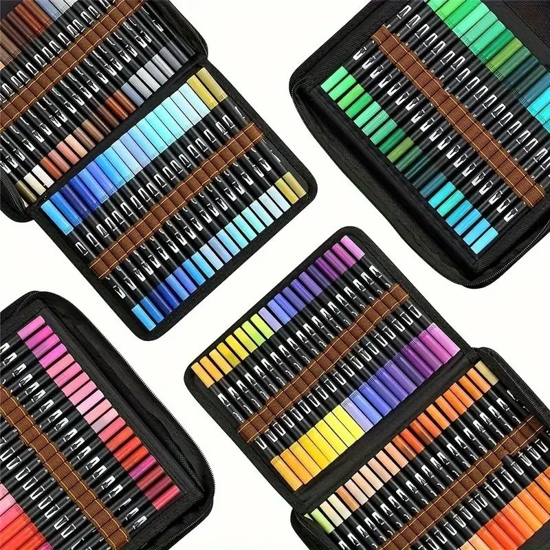 Professional Dual Tip Brush Markers – 72/120/168 Color Art Marker Set for Coloring Books & Hand Lettering