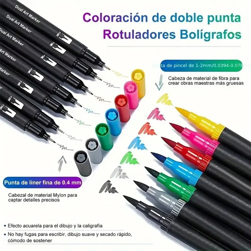 Professional Dual Tip Brush Markers – 72/120/168 Color Art Marker Set for Coloring Books & Hand Lettering