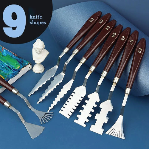 9 Piece Flower Texture Palette Knife Art Set