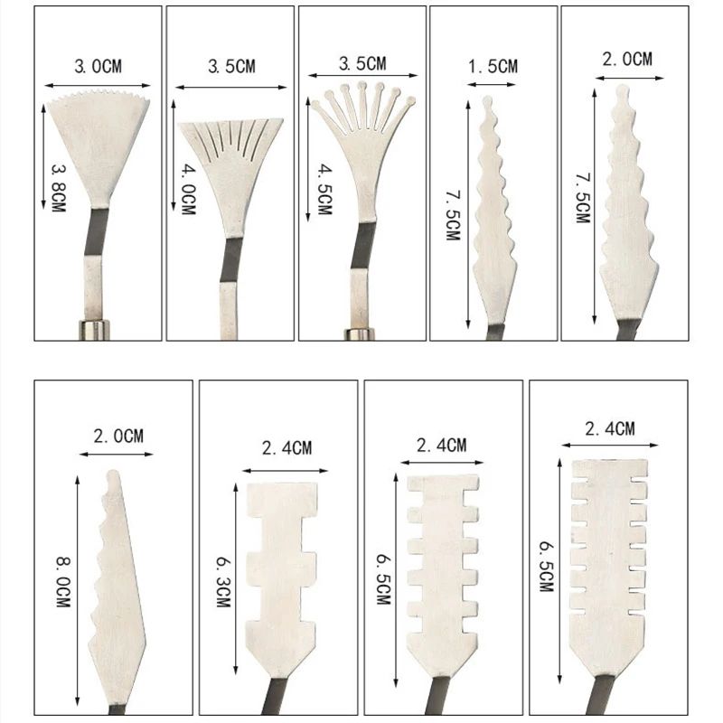 9 Piece Flower Texture Palette Knife Art Set