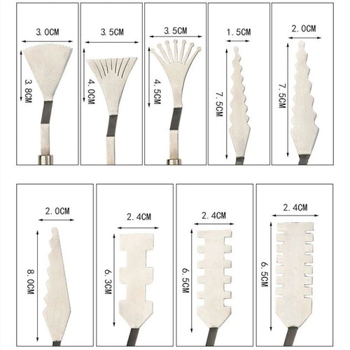 9 Piece Flower Texture Palette Knife Art Set