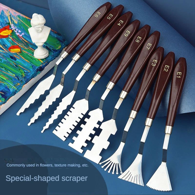 9 Piece Flower Texture Palette Knife Art Set