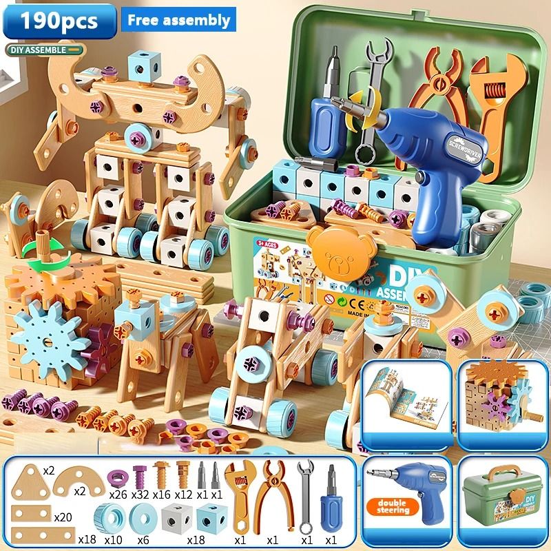 Early Learning DIY Assembly Toolbox Interactive STEM Building Set for Kids