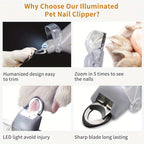 Pet Nail Clipper with Light for Dogs and Cats Safe LED Pet Nail Trimmer