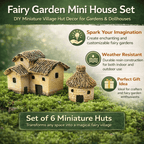 Fairy Garden Mini House Set (6PCS), DIY Miniature Village Hut Decor for Gardens & Dollhouses
