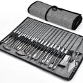 24 Piece Professional Paint Brush Set for Acrylic Oil and Watercolor Artists