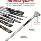 24 Piece Professional Paint Brush Set for Acrylic Oil and Watercolor Artists