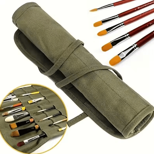 ArtRoll 22-Slot Canvas Paint Brush Storage Bag (Portable Roll-Up Organizer)
