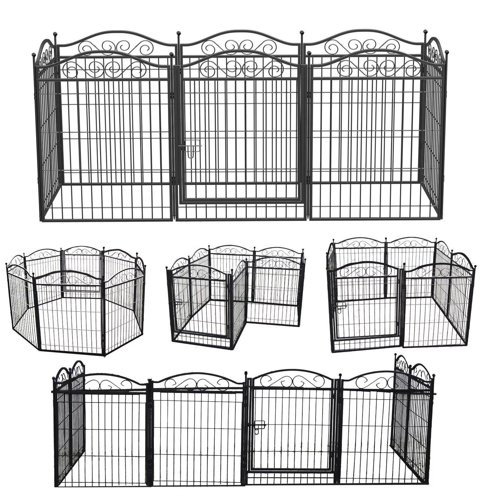 Heavy Duty Metal Dog Playpen Foldable Panels with Gate, Indoor Outdoor Pet Animal Kennel Fence for Small to Medium Dogs