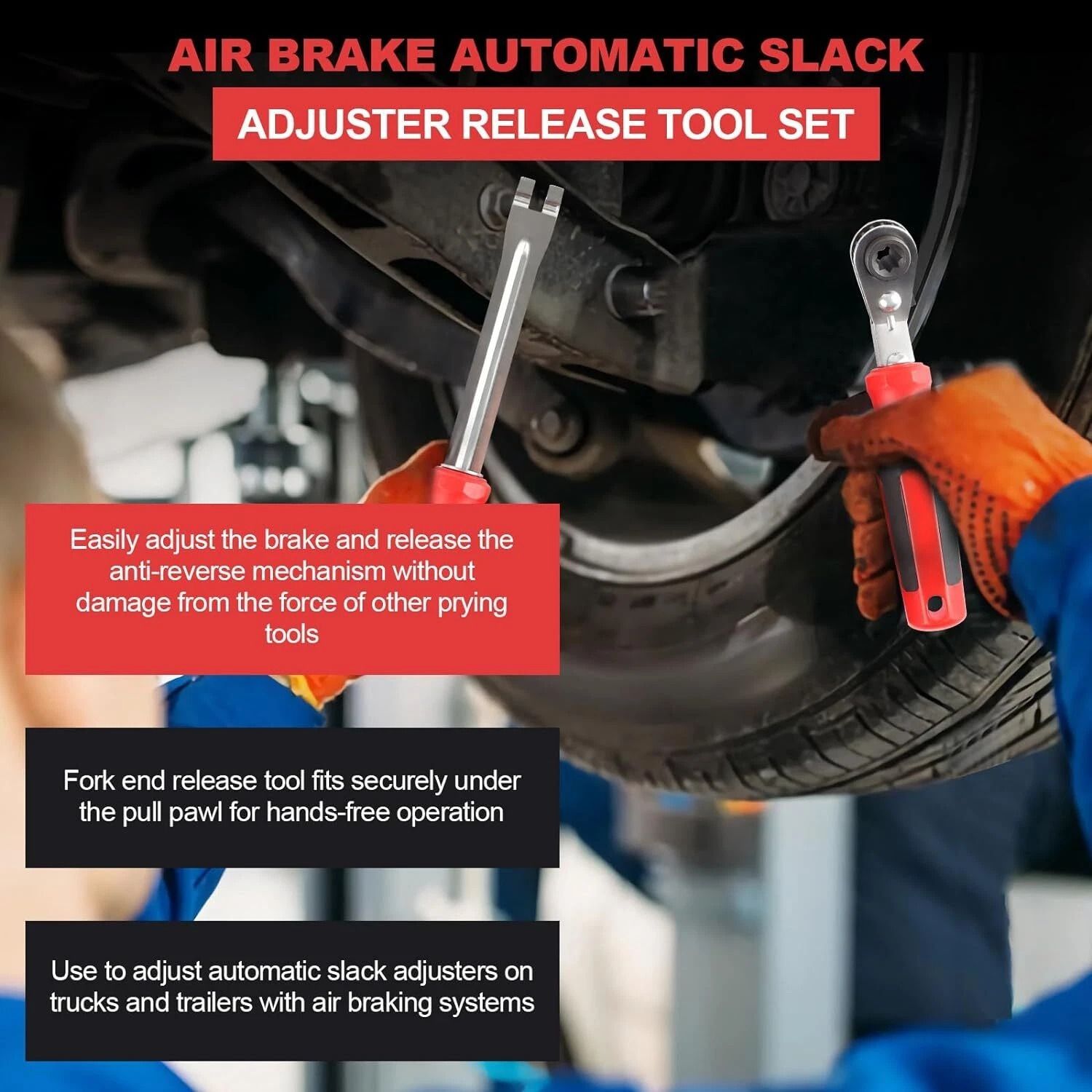Heavy Duty Truck Brake Slack Adjuster Tool & Ratchet Wrench Set