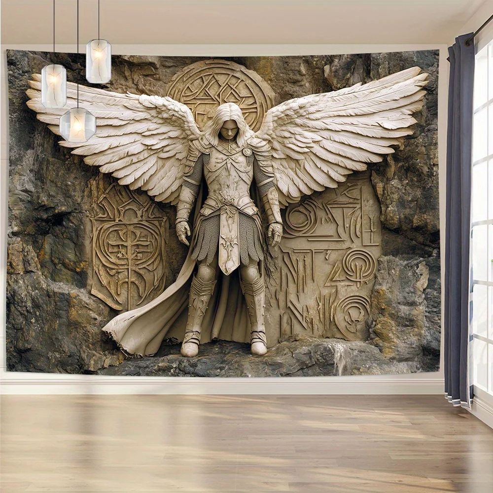 HeavenGlow 3D Angel Wall Tapestry – Glam Polyester Hanging Decor for Living Room, Bedroom & Aesthetic Home Styling