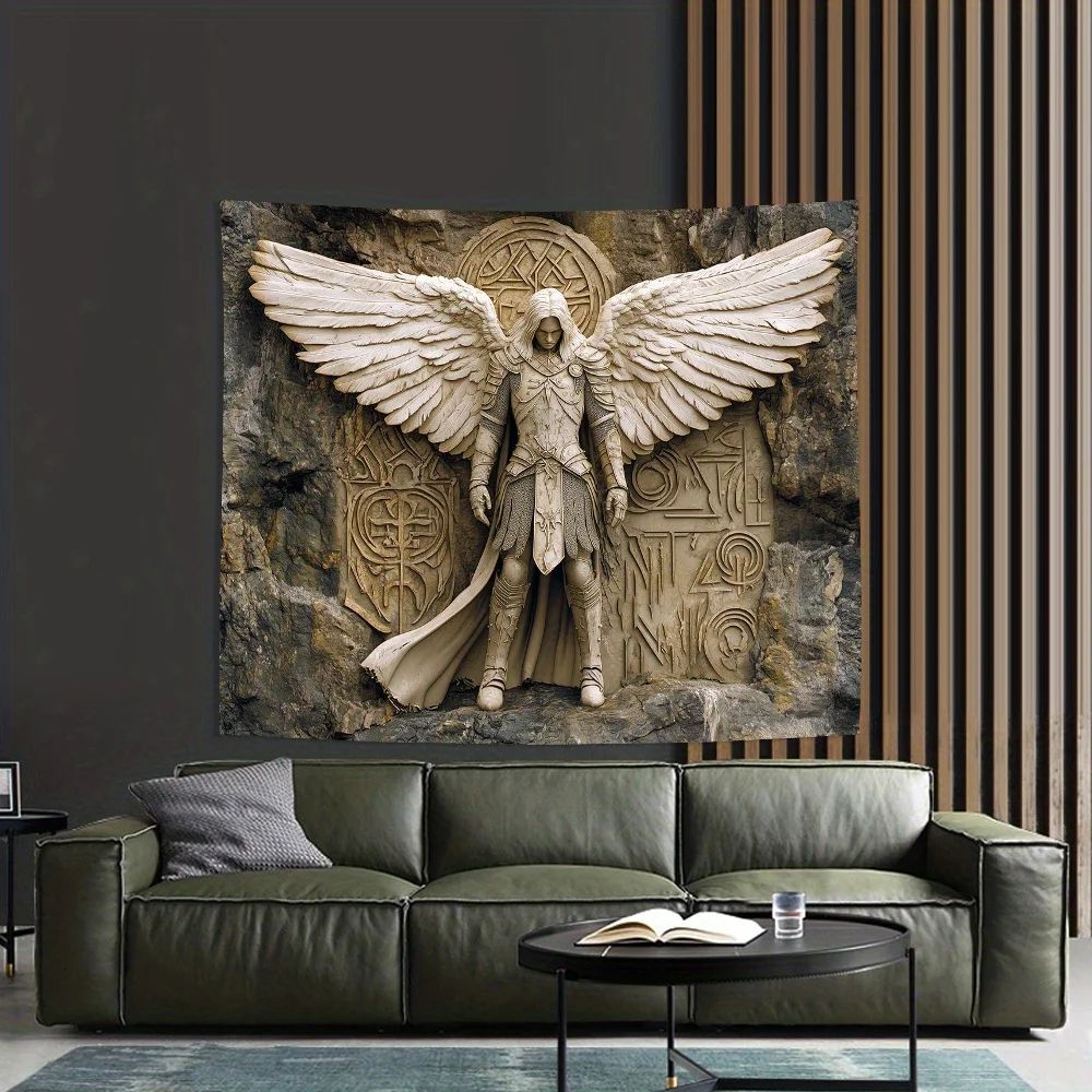HeavenGlow 3D Angel Wall Tapestry – Glam Polyester Hanging Decor for Living Room, Bedroom & Aesthetic Home Styling