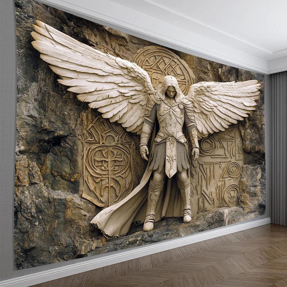 HeavenGlow 3D Angel Wall Tapestry – Glam Polyester Hanging Decor for Living Room, Bedroom & Aesthetic Home Styling