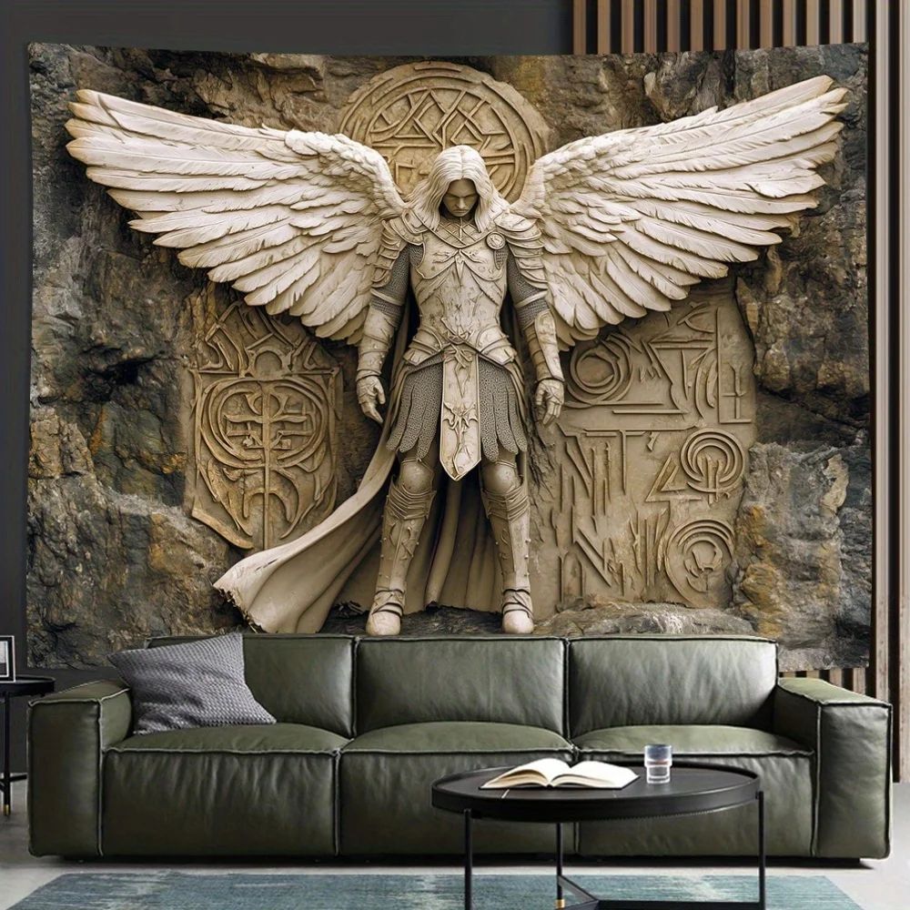 HeavenGlow 3D Angel Wall Tapestry – Glam Polyester Hanging Decor for Living Room, Bedroom & Aesthetic Home Styling