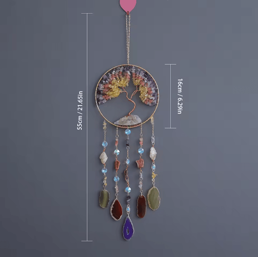 Natural Agate Dream Catcher Wall Hanging Crystal Moon Star Sun Boho Bedroom Decor