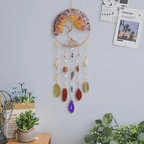 Natural Agate Dream Catcher Wall Hanging Crystal Moon Star Sun Boho Bedroom Decor