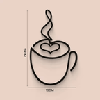 Metal Coffee Cup Wall Art Black Cafe Decor for Kitchen & Coffee Bar
