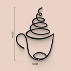 Metal Coffee Cup Wall Art Black Cafe Decor for Kitchen & Coffee Bar