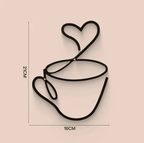 Metal Coffee Cup Wall Art Black Cafe Decor for Kitchen & Coffee Bar