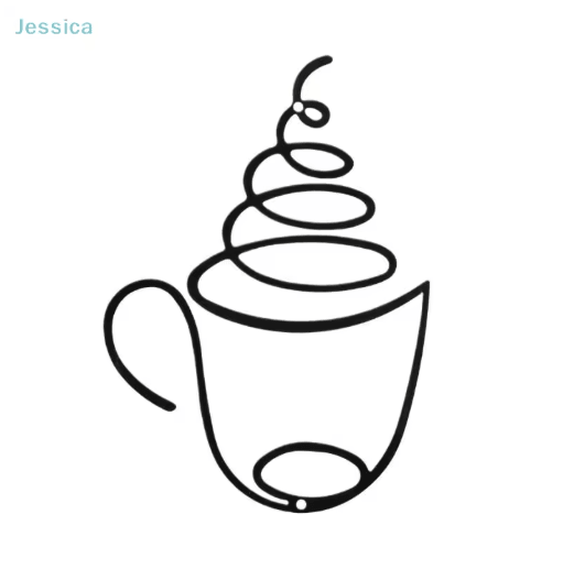 Metal Coffee Cup Wall Art Black Cafe Decor for Kitchen & Coffee Bar