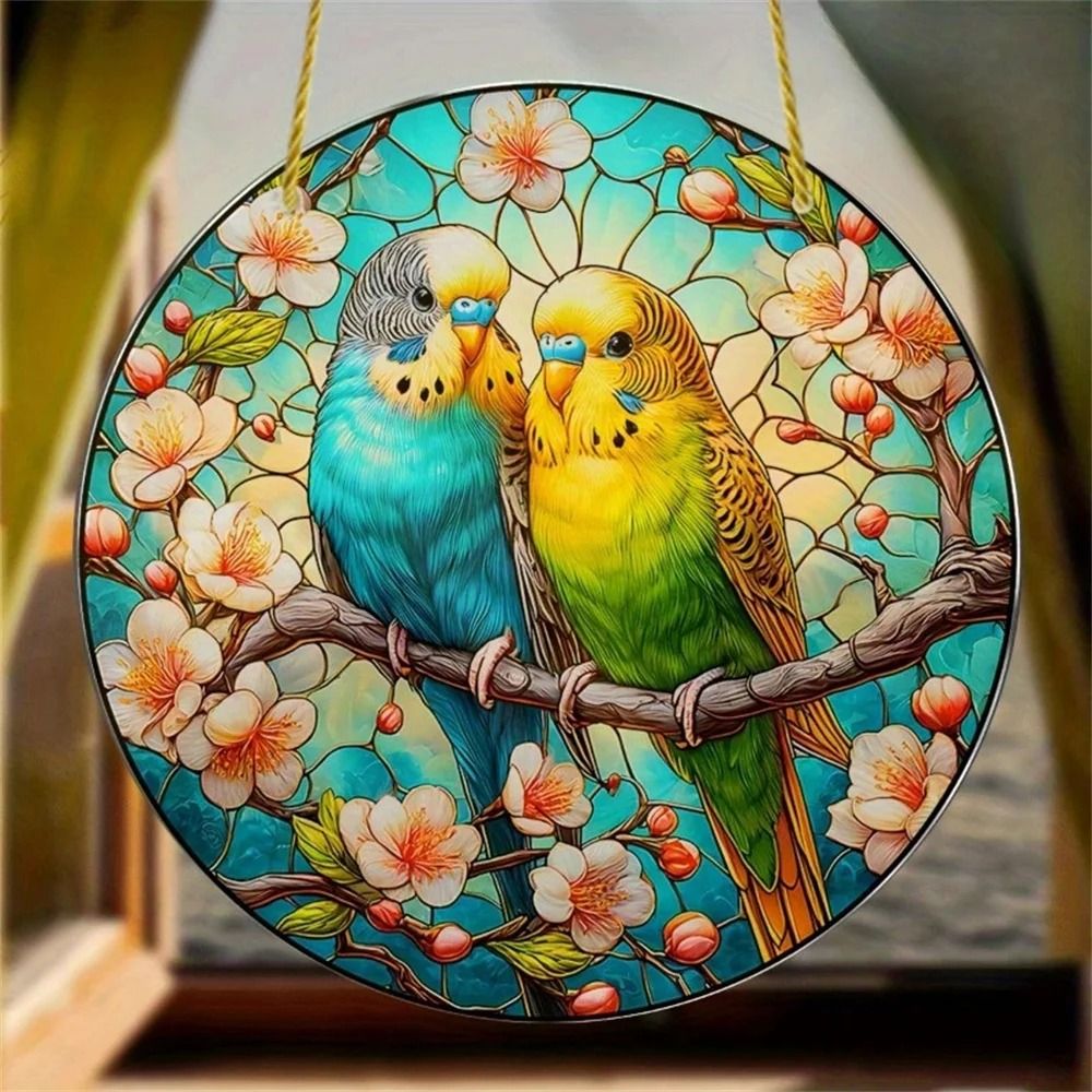 Acrylic Hanging Ornament Bird Flower Decor Animal Pendant for Window Car and Backpack