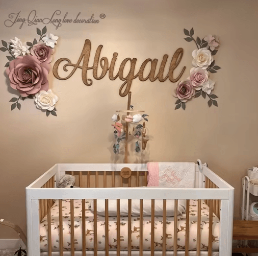 Custom Wooden Name Sign Personalized Nursery Wall Decor for Baby Room