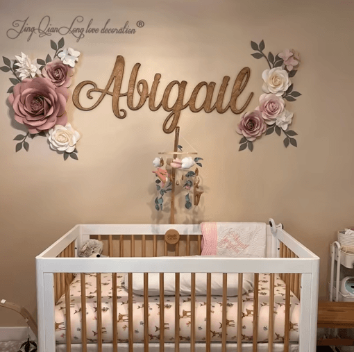 Custom Wooden Name Sign Personalized Nursery Wall Decor for Baby Room