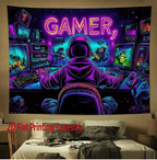 VIKAMA Gamer Neon Tapestry Fluorescent Wall Decor for Gaming & E-Sports Rooms