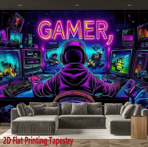 VIKAMA Gamer Neon Tapestry Fluorescent Wall Decor for Gaming & E-Sports Rooms