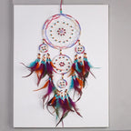 Handmade Five-Ring Dream Catcher Wall Hanging for Boho Bedroom and Living Room Decor