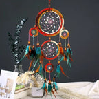 Handmade Five-Ring Dream Catcher Wall Hanging for Boho Bedroom and Living Room Decor