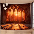 EtherealView Gothic Window Tapestry – Lush Green Landscape Wall Hanging Decor