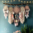 Boho Macrame Dream Catcher Set – 5pcs Moon Wall Hanging Decor for Nursery & Home