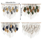 Large macrame wall hanging for boho wall decor with leaf woven tapestry
