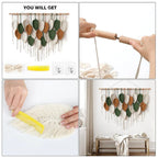 Large macrame wall hanging for boho wall decor with leaf woven tapestry