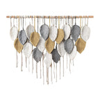Large macrame wall hanging for boho wall decor with leaf woven tapestry