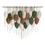 Large macrame wall hanging for boho wall decor with leaf woven tapestry