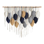 Large macrame wall hanging for boho wall decor with leaf woven tapestry