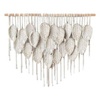 Large macrame wall hanging for boho wall decor with leaf woven tapestry