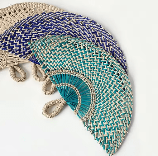 Nordic Woven Wall Fan Decor Handwoven Seaweed Boho Wall Hanging