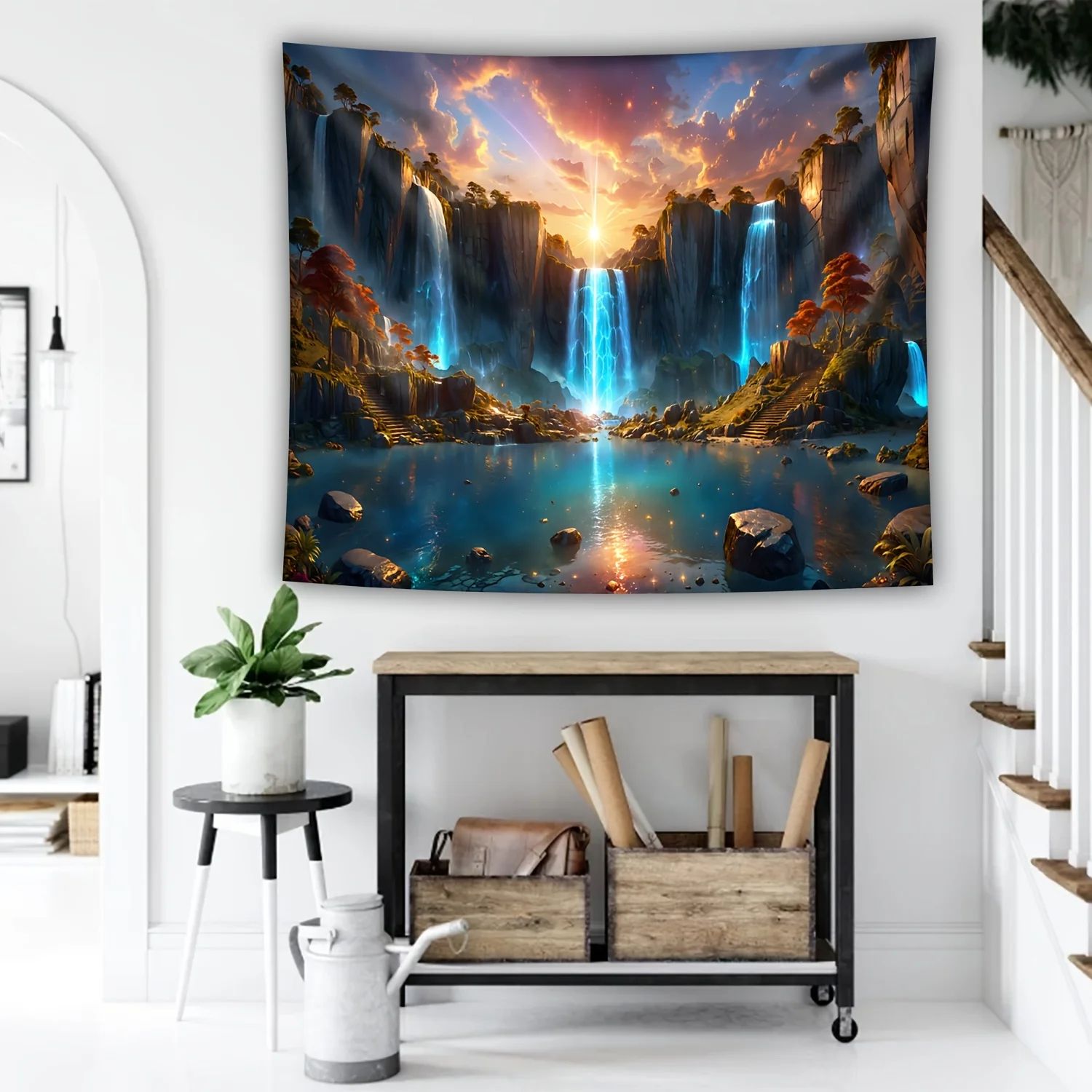 EverScape Waterfall Canyon Wall Tapestry Landscape Wall Hanging Decor