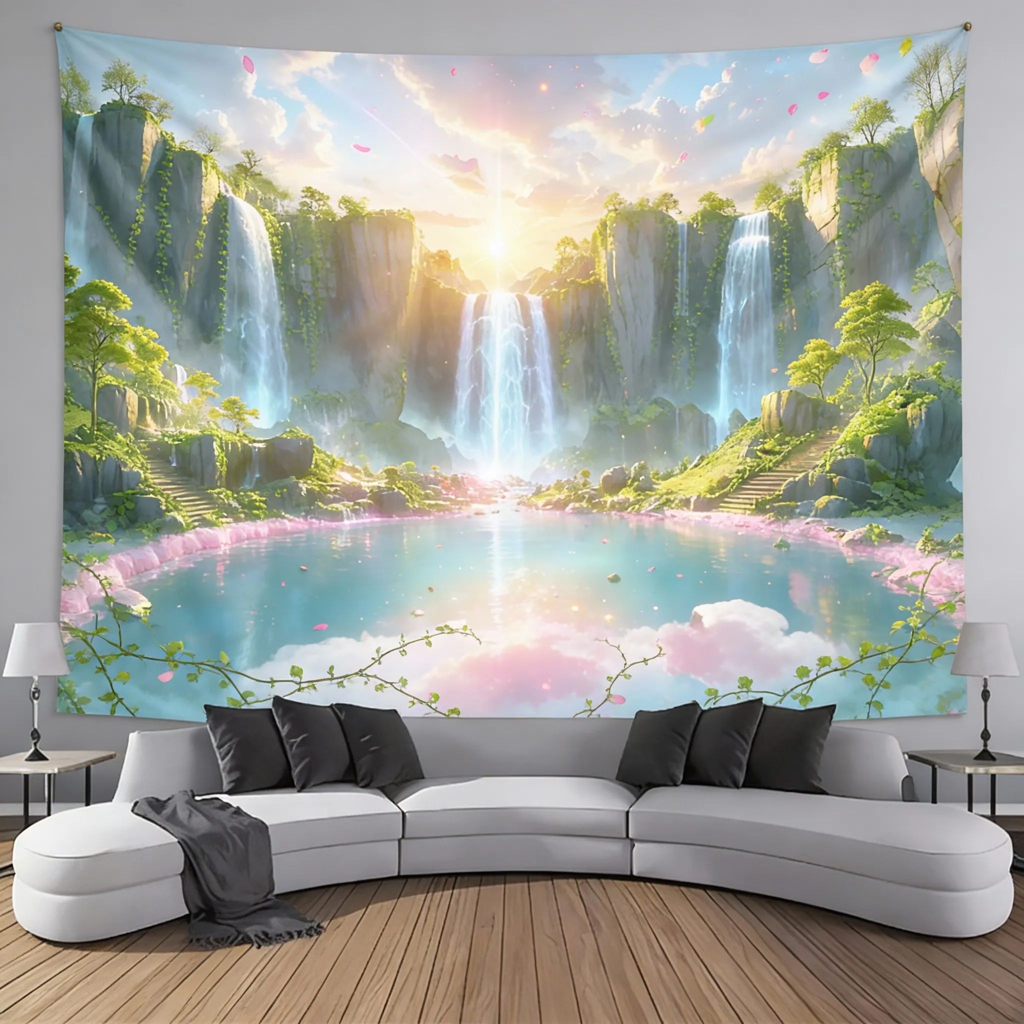 EverScape Waterfall Canyon Wall Tapestry Landscape Wall Hanging Decor